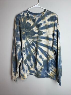 Tie-Dye Crewneck Sweatshirt - Blue & Cream